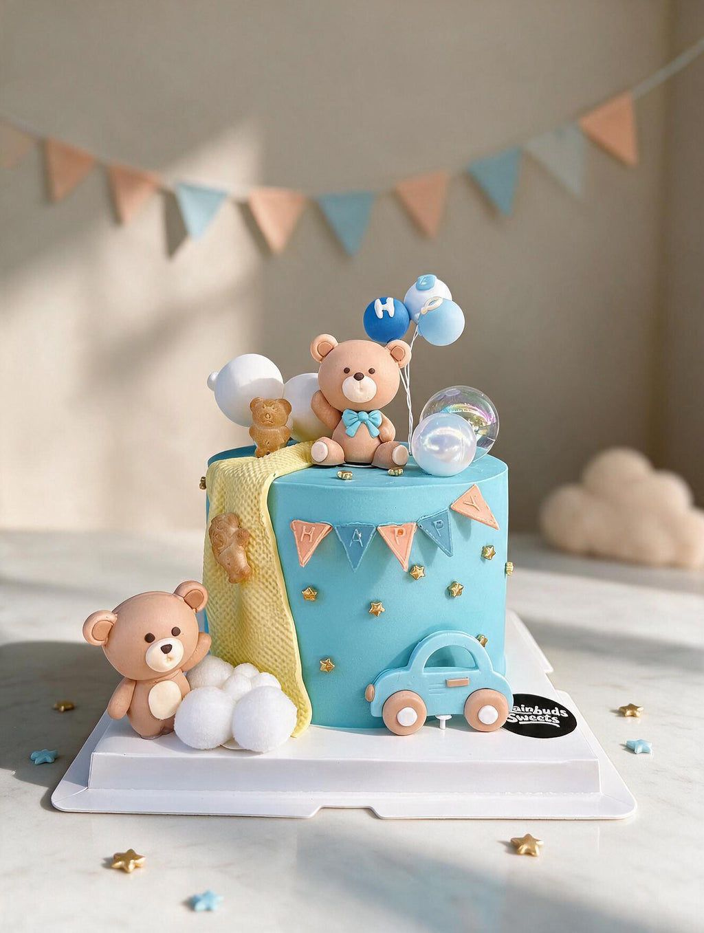 Blue Teddy Bear Cake