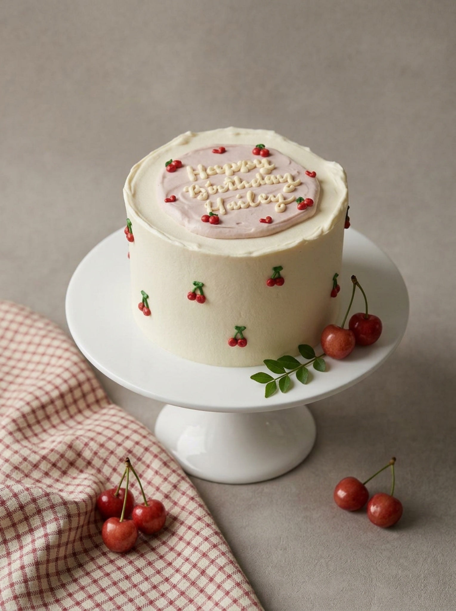 Vintage Hand-Painted Cherry Cake