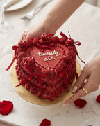 Burgundy Red Heart Vintage Cake