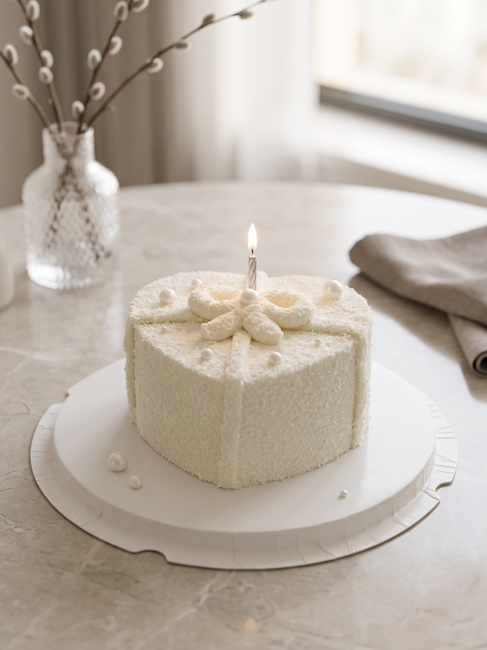 Fluffy heart-shaped cake