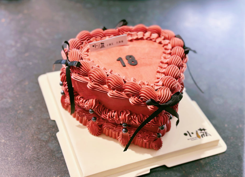 Red Heart Ribbon Cake