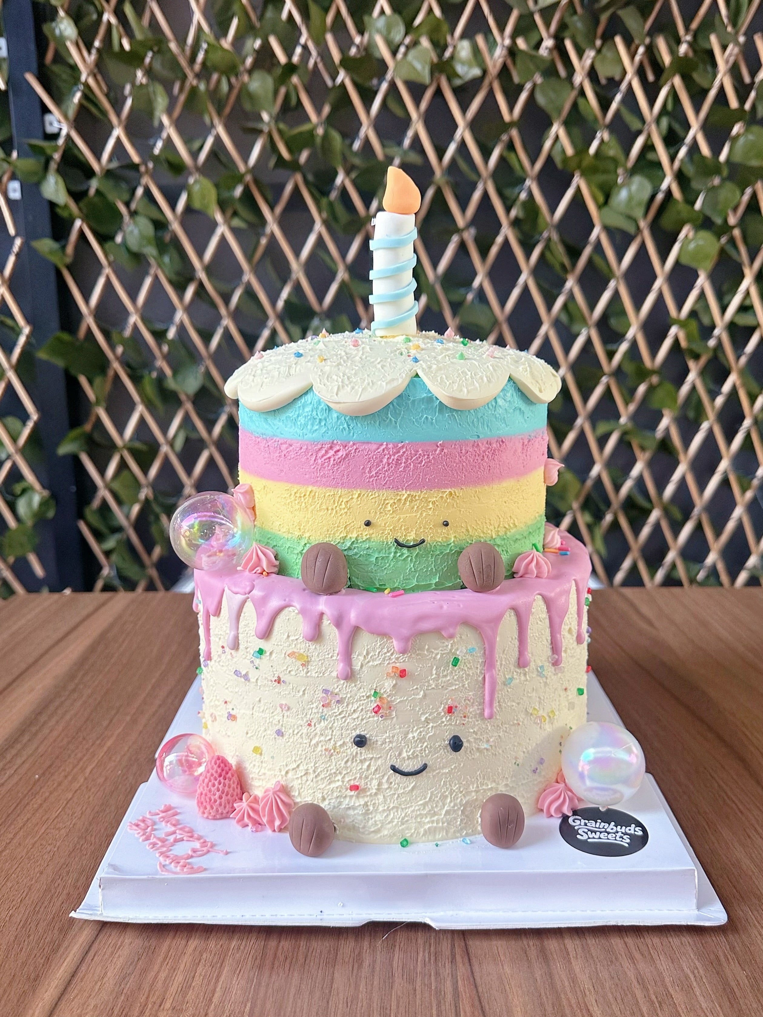 Two-Tier rainbow rainbown jellycat cake
