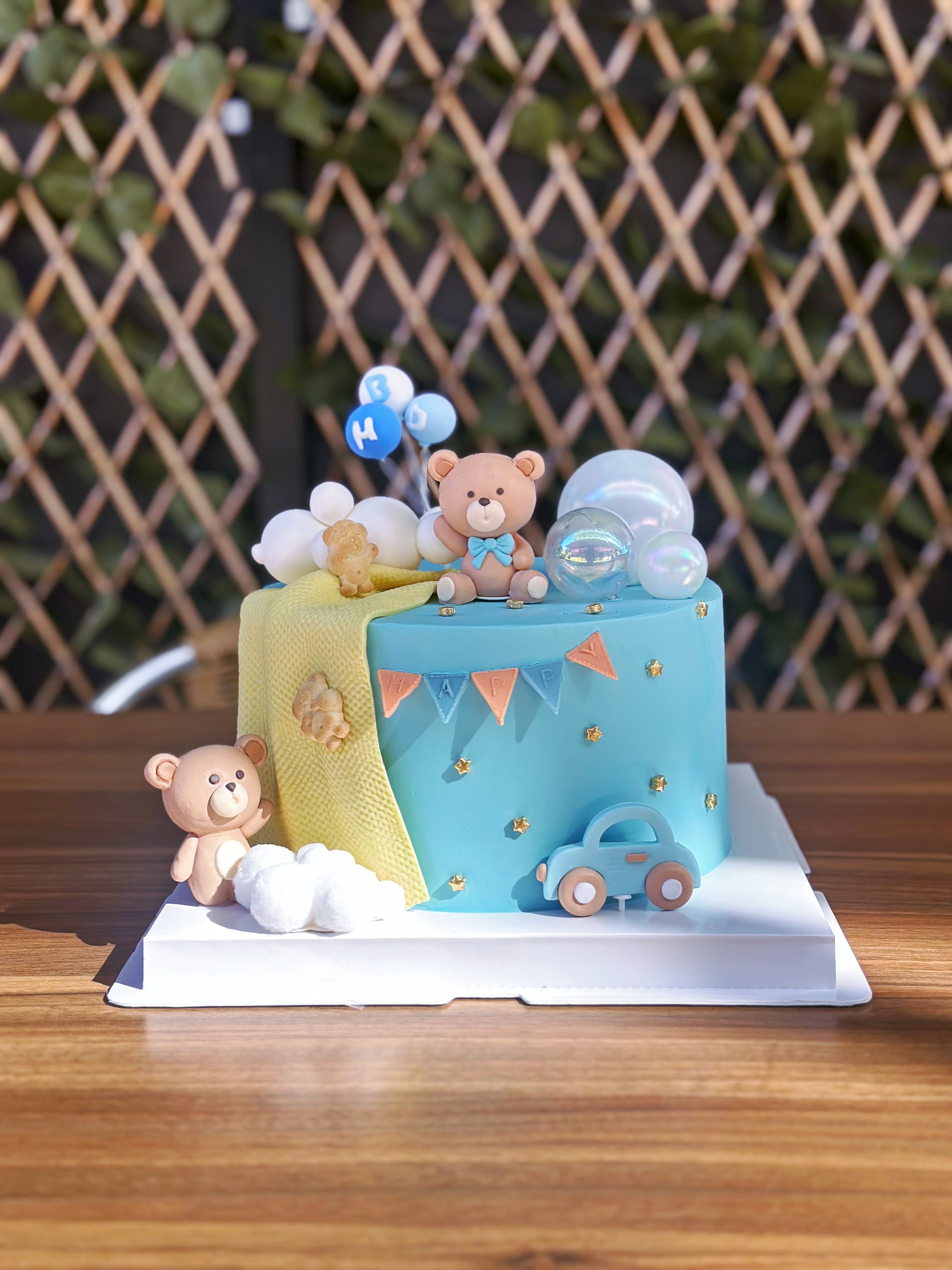 Blue Teddy Bear Cake