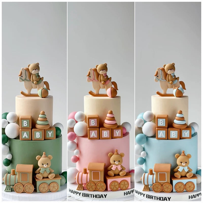 Two-Tier teddy bear kids Cake （100day or 1 year or1 month）