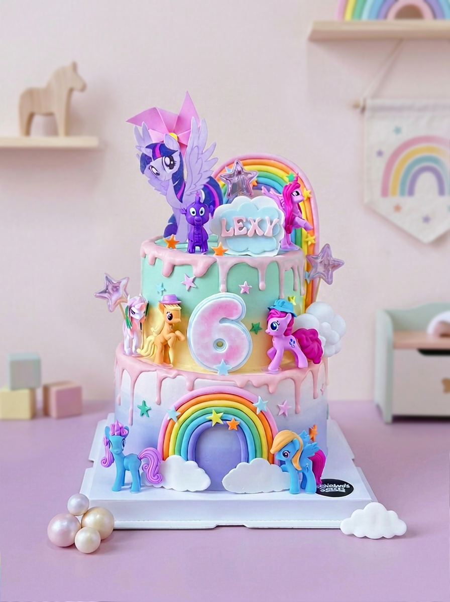 Two-Tier rainbow my little pony cake